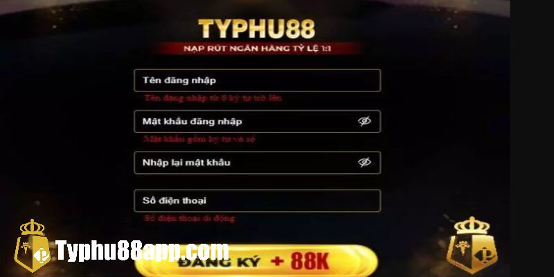 Bước 3: Đăng nhập vào app Typhu88